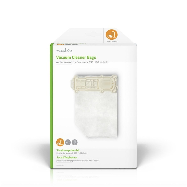 Nedis Vacuum Cleaner Bag | 4 pcs | Synthetic | Most sold for: Vorwerk 135136 Kobold | White in the group HOME, HOUSEHOLD & GARDEN / Cleaning products / Vacuum cleaners & Accessories / Accessories / Vacuum bags at TP E-commerce Nordic AB (38-73278)