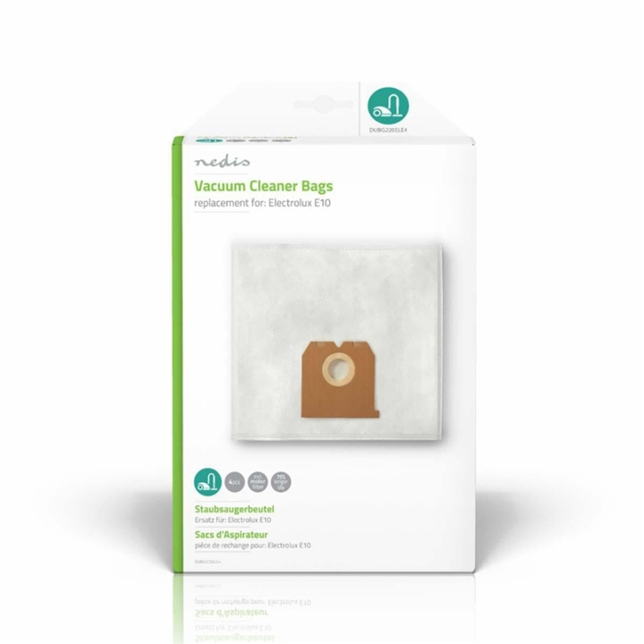 Nedis Vacuum Cleaner Bag | 4 pcs | Synthetic | Most sold for: Electrolux | White in the group HOME, HOUSEHOLD & GARDEN / Cleaning products / Vacuum cleaners & Accessories / Accessories / Vacuum bags at TP E-commerce Nordic AB (38-73281)