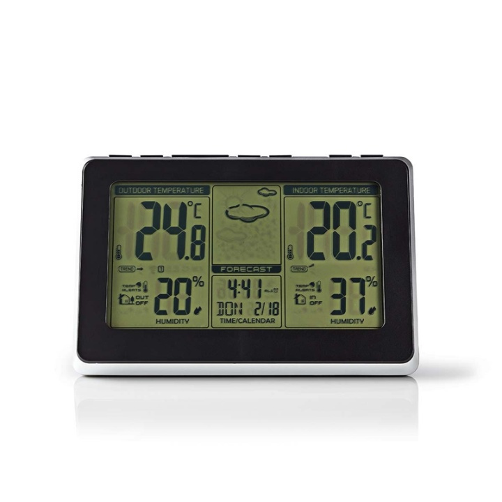 Nedis Weather Station | Indoor & Outdoor | Including wireless weather sensor | Weather forecast | Time display | LCD Display | Alarm clock function in the group HOME, HOUSEHOLD & GARDEN / Fans & Climate products / Thermometers & Weather stations at TP E-commerce Nordic AB (38-73340)