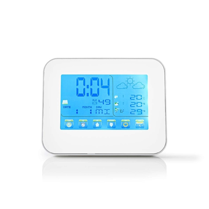 Nedis Weather Station | Indoor & Outdoor | Including wireless weather sensor | Weather forecast | Time display | Colour LCD Display | Alarm clock function in the group HOME, HOUSEHOLD & GARDEN / Fans & Climate products / Thermometers & Weather stations at TP E-commerce Nordic AB (38-73341)