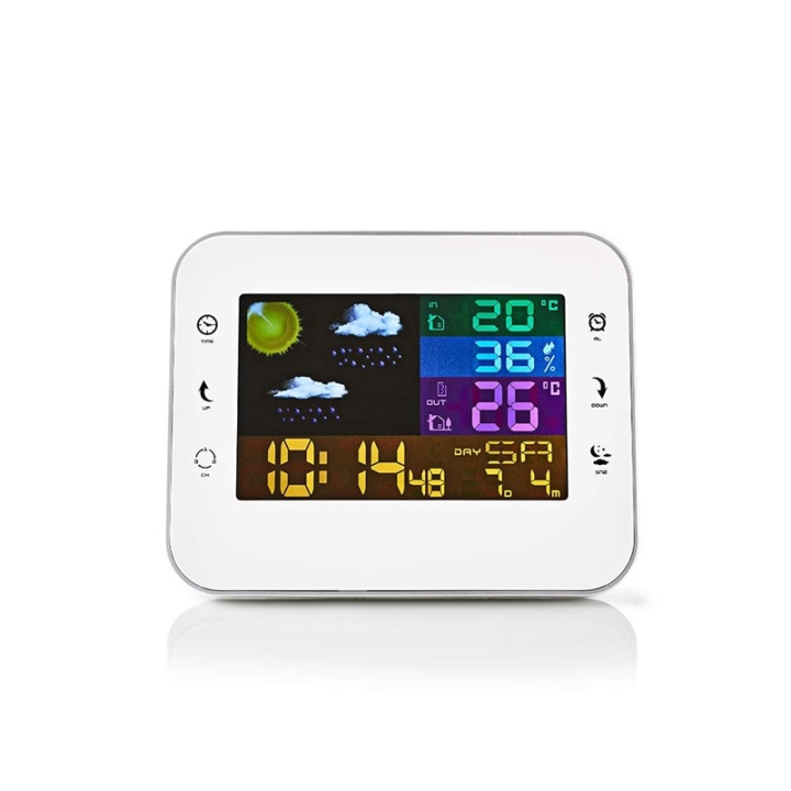Nedis Weather Station | Indoor & Outdoor | Including wireless weather sensor | Weather forecast | Time display | Colour LCD Display | Alarm clock function in the group HOME, HOUSEHOLD & GARDEN / Fans & Climate products / Thermometers & Weather stations at TP E-commerce Nordic AB (38-73342)
