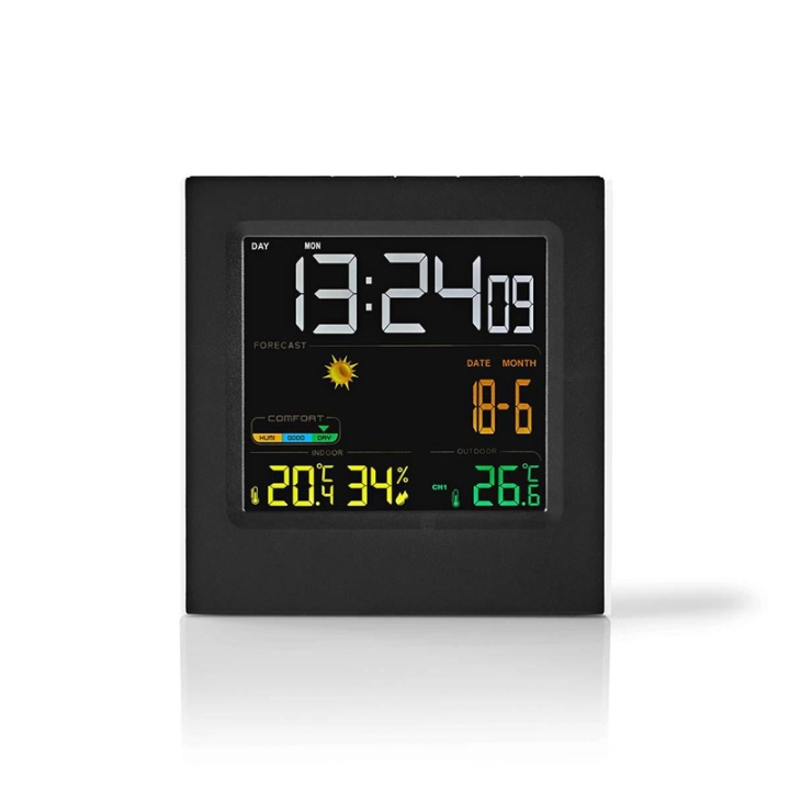 Nedis Weather Station | Indoor & Outdoor | Including wireless weather sensor | Weather forecast | Time display | LED Display | Alarm clock function in the group HOME, HOUSEHOLD & GARDEN / Fans & Climate products / Thermometers & Weather stations at TP E-commerce Nordic AB (38-73344)
