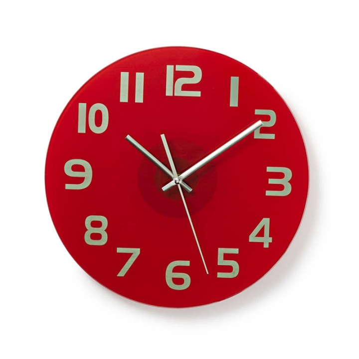 Nedis Wall Clock | Diameter: 300 mm | Glass | Red in the group HOME, HOUSEHOLD & GARDEN / Watches & Counters / Wall clocks at TP E-commerce Nordic AB (38-73373)