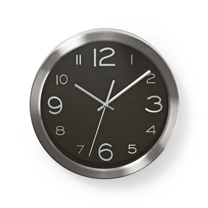 Nedis Wall Clock | Diameter: 300 mm | Stainless Steel | Black / Silver in the group HOME, HOUSEHOLD & GARDEN / Watches & Counters / Wall clocks at TP E-commerce Nordic AB (38-73381)