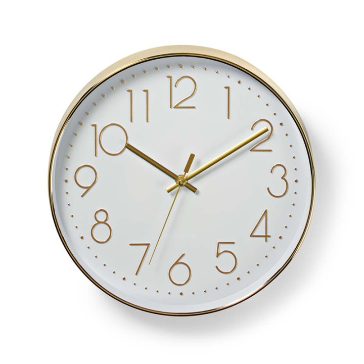 Nedis Wall Clock | Diameter: 300 mm | Plastic | Gold / White in the group HOME, HOUSEHOLD & GARDEN / Watches & Counters / Wall clocks at TP E-commerce Nordic AB (38-73393)