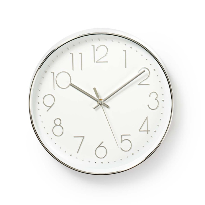 Nedis Wall Clock | Diameter: 300 mm | Plastic | Silver / White in the group HOME, HOUSEHOLD & GARDEN / Watches & Counters / Wall clocks at TP E-commerce Nordic AB (38-73394)