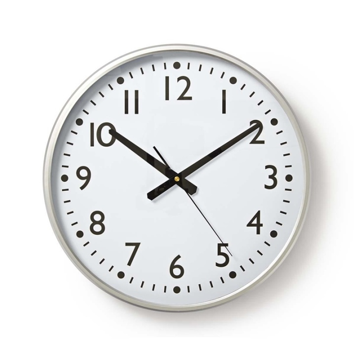 Nedis Wall Clock | Diameter: 380 mm | Plastic | Silver / White in the group HOME, HOUSEHOLD & GARDEN / Watches & Counters / Wall clocks at TP E-commerce Nordic AB (38-73395)