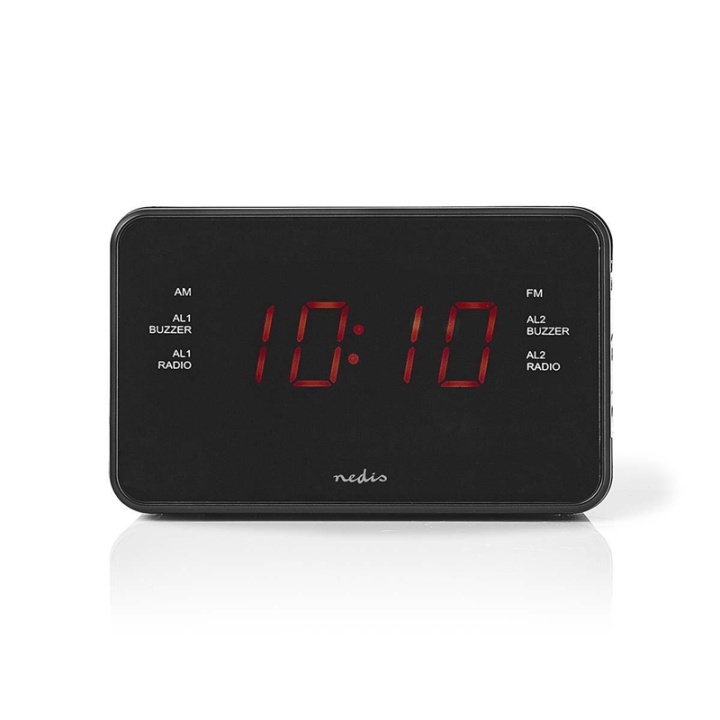 Nedis Digital Alarm Clock Radio | LED Display | 1x 3.5 mm Audio Input | Time projection | AM / FM | Snooze function | Sleep timer | Number of alarms: 2 | Black in the group HOME ELECTRONICS / Audio & Picture / Home cinema, Hifi & Portable / Radio & Alarm clocks / Clock radio at TP E-commerce Nordic AB (38-73405)