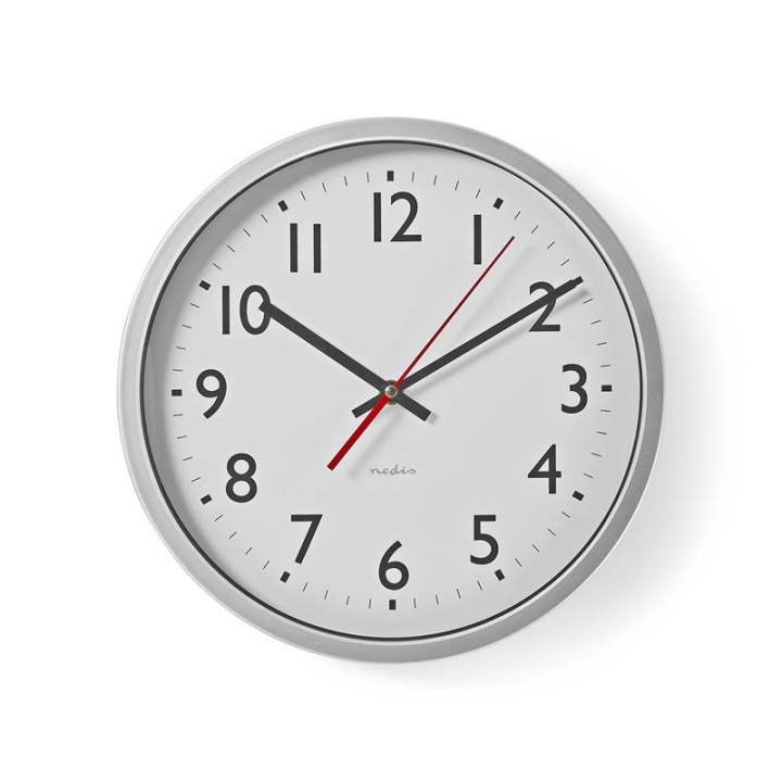 Nedis Wall Clock | Diameter: 300 mm | Plastic | Silver / White in the group HOME, HOUSEHOLD & GARDEN / Watches & Counters / Wall clocks at TP E-commerce Nordic AB (38-73409)