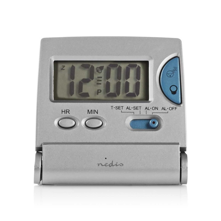 Nedis Digital Desk Alarm Clock | Backlight LCD Display | 1.7 cm | Backlight | Foldable | Used for: Travel | Snooze function | Yes | Silver in the group HOME, HOUSEHOLD & GARDEN / Watches & Counters / Alarmclocks at TP E-commerce Nordic AB (38-73413)