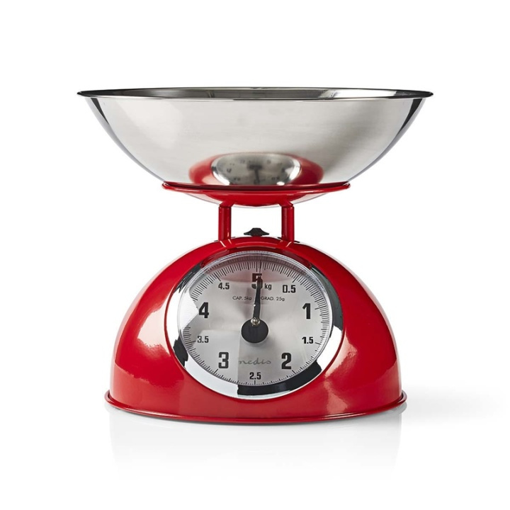 Nedis Kitchen Scales | Analog | Stainless Steel | Removable Bowl | Red in the group HOME, HOUSEHOLD & GARDEN / Kitchen utensils / Kitchen scales at TP E-commerce Nordic AB (38-73457)