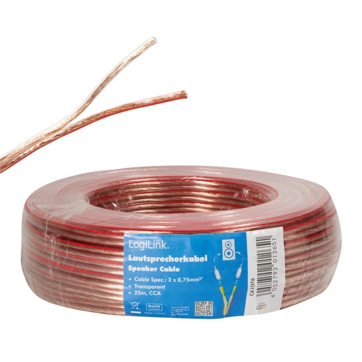 LogiLink Högtalarkabel 2x0,75 25m Tr in the group HOME ELECTRONICS / Cables & Adapters / Speaker cables at TP E-commerce Nordic AB (38-74229)