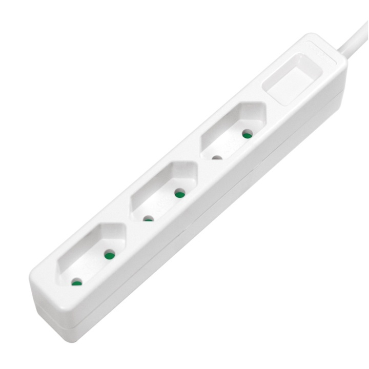 LogiLink Grenuttag Slim Euro 3vägs 1,5m in the group HOME, HOUSEHOLD & GARDEN / Electricity & Lighting / Power strips at TP E-commerce Nordic AB (38-74243)