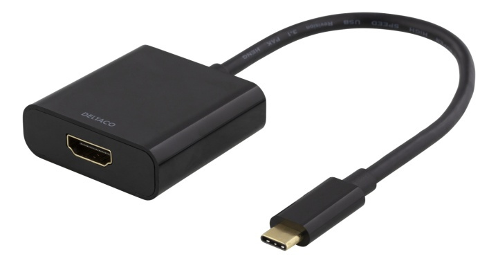 DELTACO USB-C to HDMI adapter, 4096x2160 30Hz, black in the group HOME ELECTRONICS / Cables & Adapters / HDMI / Adapters at TP E-commerce Nordic AB (38-74619)