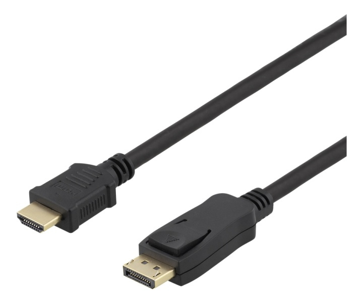DELTACO DP - HDMI cable, 10m, 3840x2160 at 30Hz, 10.8Gb/s, black in the group HOME ELECTRONICS / Cables & Adapters / HDMI / Cables at TP E-commerce Nordic AB (38-74620)