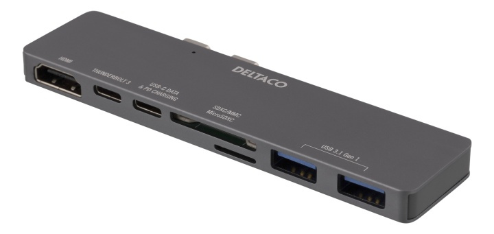 DELTACO Dual USB-C dock for MacBook Pro 2016, Thunderbolt 3, 100W USB- in the group COMPUTERS & PERIPHERALS / Laptops & accessories / Docking station at TP E-commerce Nordic AB (38-74632)