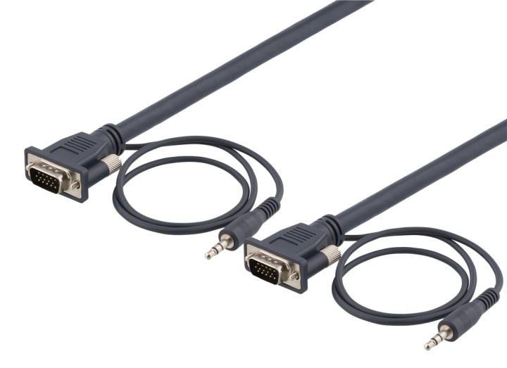DELTACO monitor cable HD15 ma-ma, 7m, 1920x1200 60Hz, 3.5mm audio in the group COMPUTERS & PERIPHERALS / Computer cables / VGA / Cables at TP E-commerce Nordic AB (38-74662)