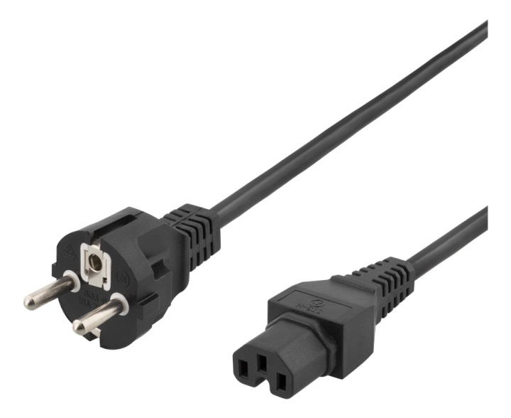 DELTACO power cord CEE 7/7 - IEC C15, 2m, black in the group COMPUTERS & PERIPHERALS / Computer cables / Device kable at TP E-commerce Nordic AB (38-74699)