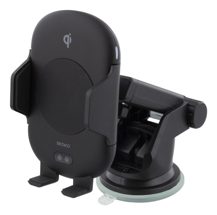 DELTACO wireless car charger, IR sensor, 10 W, suction cup, vent in the group CAR / Car holders / Car holder smartphone at TP E-commerce Nordic AB (38-74704)