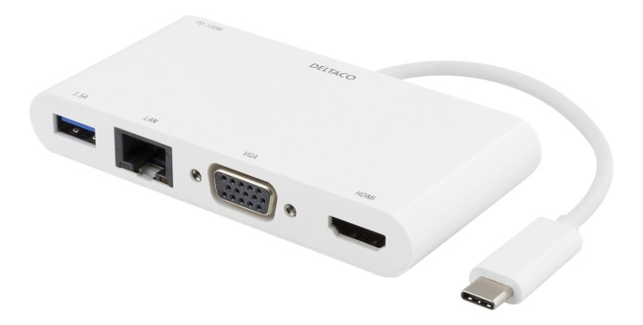 DELTACO USB-C Docking station, 100W USB-C PD, HDMI, 1.5A USB-A, Gigabi in the group COMPUTERS & PERIPHERALS / Laptops & accessories / Docking station at TP E-commerce Nordic AB (38-74744)