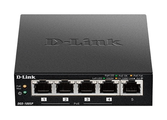 D-Link 5-Port Desktop Gigabit PoE+ Switch in the group COMPUTERS & PERIPHERALS / Network / Switches at TP E-commerce Nordic AB (38-74799)