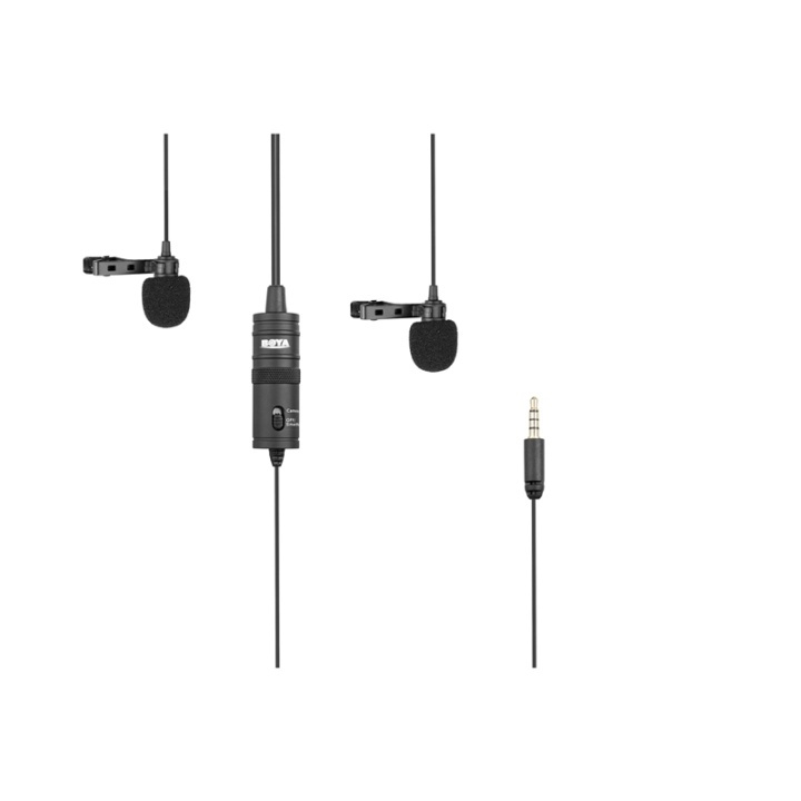 BOYA Microphone BY-M1DM Lavalier Dual 3,5mm 4m in the group HOME ELECTRONICS / Audio & Picture / Handheld Microphones at TP E-commerce Nordic AB (38-75000)