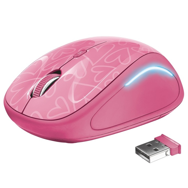 Trust Yvi FX Trådlös mus Rosa in the group COMPUTERS & PERIPHERALS / Mice & Keyboards / Mice / Wireless at TP E-commerce Nordic AB (38-76936)