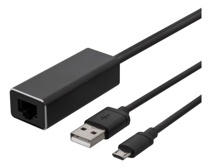DELTACO Ethernet-adapter for ChromeCast, USB, RJ45, black in the group COMPUTERS & PERIPHERALS / Network / Network cards / USB at TP E-commerce Nordic AB (38-77064)