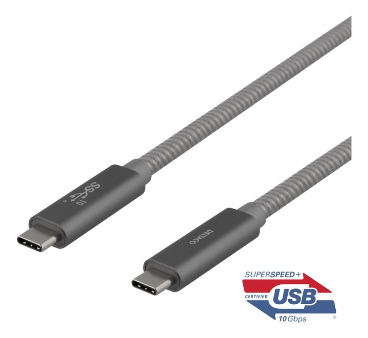 DELTACO USB-C SuperSpeed cable, 1m, braided, USB 3.1 Gen 2, 10 Gbps, 1 in the group COMPUTERS & PERIPHERALS / Computer cables / USB / USB-C at TP E-commerce Nordic AB (38-77110)