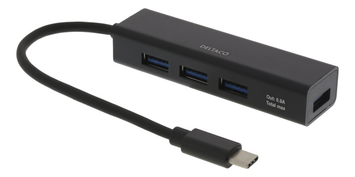 DELTACO USB C HUB 4port Black in the group COMPUTERS & PERIPHERALS / Computer accessories / USB-Hubs at TP E-commerce Nordic AB (38-77133)