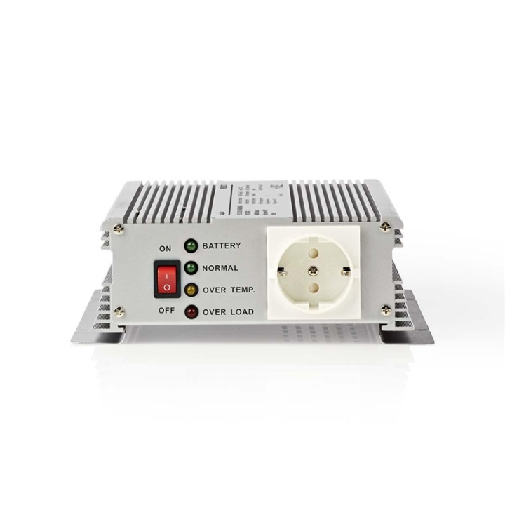 Nedis Power Inverter Modified Sine Wave | Input voltage: 12 V DC | Device power output connection(s): Type F (CEE 7/3) | 230 V AC 50 Hz | 600 W | Peak power output: 1500 W | Battery Clamps | Silver in the group HOME, HOUSEHOLD & GARDEN / Electricity & Lighting / Voltage converters at TP E-commerce Nordic AB (38-77428)