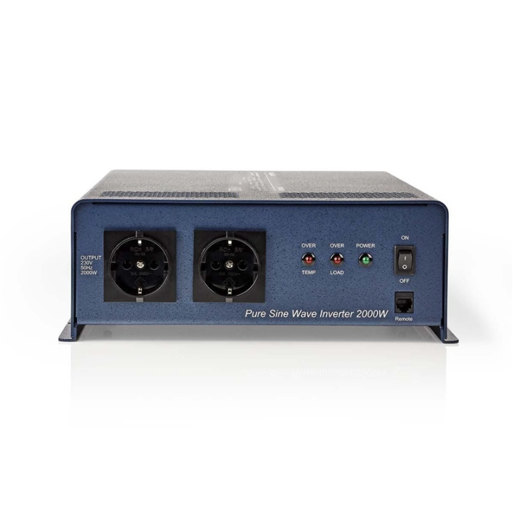 Nedis Power Inverter Pure Sine Wave | Input voltage: 12 V DC | Device power output connection(s): Type F (CEE 7/3) | 230 V AC 50 Hz | 2000 W | Peak power output: 4000 W | Screw Terminal | Pure Sine Wave | Fuse | Blue in the group HOME, HOUSEHOLD & GARDEN / Electricity & Lighting / Voltage converters at TP E-commerce Nordic AB (38-77440)