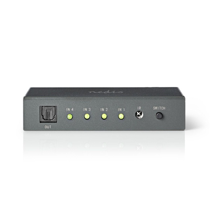 Digital Audio Switch | 4-way | Connection input: 4x TosLink | Connection output: 1x TosLink | Manual / Remote Control | ABS / Metal | Dark Grey in the group COMPUTERS & PERIPHERALS / Computer accessories / Other at TP E-commerce Nordic AB (38-77530)