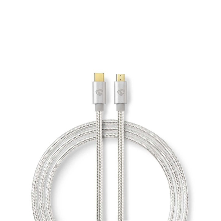 Nedis USB Cable | USB 2.0 | USB-C™ Male | USB Micro-B Male | 10 W | 480 Mbps | Gold Plated | 3.00 m | Round | Braided / Nylon | Aluminium | Cover Window Box in the group SMARTPHONE & TABLETS / Chargers & Cables / Cables / Cables Type C at TP E-commerce Nordic AB (38-77545)