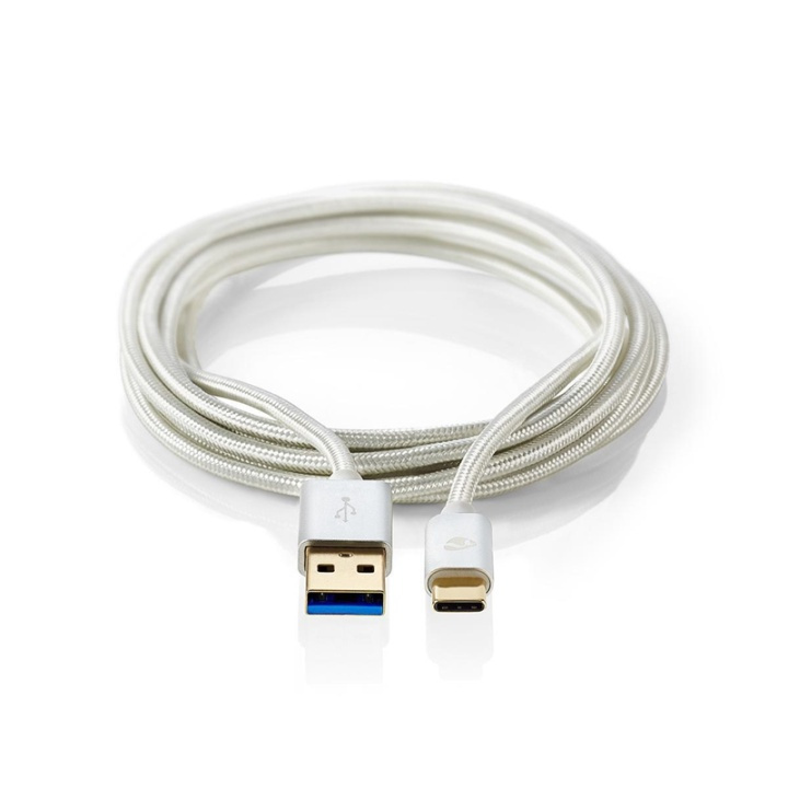 Nedis USB Cable | USB 3.2 Gen 1 | USB-A Male | USB-C™ Male | 15 W | 5 Gbps | Gold Plated | 2.00 m | Round | Braided / Nylon | Aluminium | Cover Window Box in the group SMARTPHONE & TABLETS / Chargers & Cables / Cables / Cables Type C at TP E-commerce Nordic AB (38-77563)