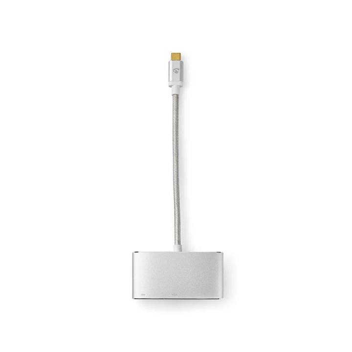 Nedis USB Adapter | USB 3.1 | USB-C™ Male | USB-A Female / USB-C™ Female / VGA Female | 5 Gbps | 0.20 m | Round | Gold Plated | Braided / Nylon | Silver | Cover Window Box in the group SMARTPHONE & TABLETS / Chargers & Cables / Adapters at TP E-commerce Nordic AB (38-77575)