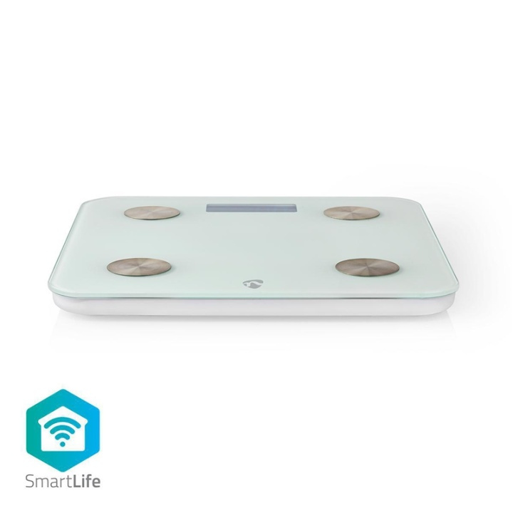 Nedis SmartLife Personal Scale | Wi-Fi | BMR / Bones / Fat / Muscles / Water / Weight | 8 | Peak load: 180 kg | Android™ / IOS | Glass | White in the group HOME, HOUSEHOLD & GARDEN / Bathroom / Bathroom scale at TP E-commerce Nordic AB (38-77582)