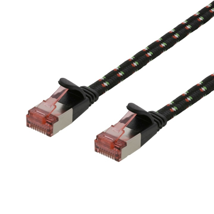 DELTACO Tough Flat CAT.6A U/FTP Patch Cable, 28AWG, 1.5m, black in the group COMPUTERS & PERIPHERALS / Computer cables / Network cables / Cat6 at TP E-commerce Nordic AB (38-78188)