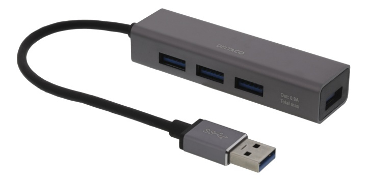 DELTACO USB3.0 4port hub Space Grey in the group COMPUTERS & PERIPHERALS / Computer accessories / USB-Hubs at TP E-commerce Nordic AB (38-78191)