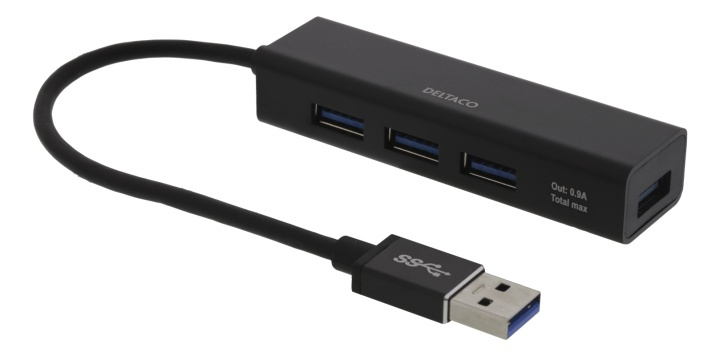 DELTACO USB3.0 4port hub black in the group COMPUTERS & PERIPHERALS / Computer accessories / USB-Hubs at TP E-commerce Nordic AB (38-78195)