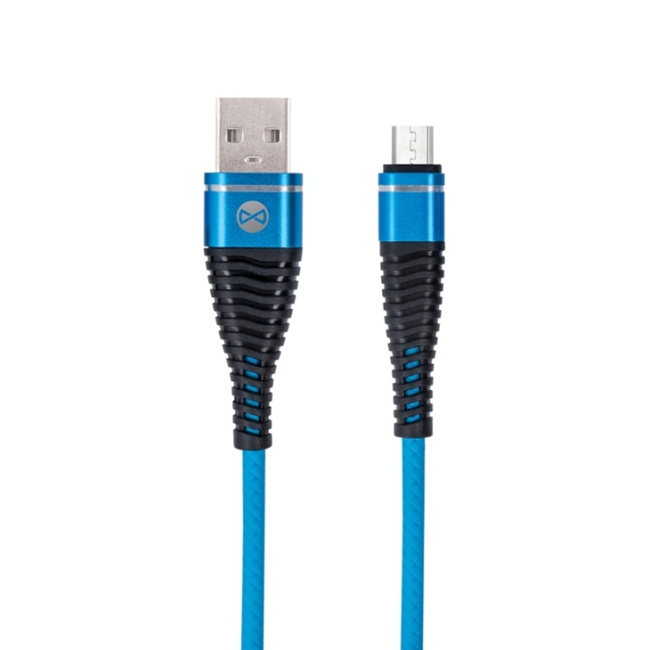Forever micro-USB kabel Shark Blå 1m 2A in the group SMARTPHONE & TABLETS / Chargers & Cables / Cables / Cables microUSB at TP E-commerce Nordic AB (38-78853)