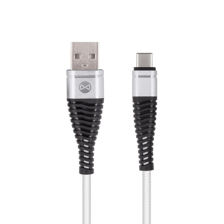Forever USB Type-C kabel Shark Vit 1m 2A in the group SMARTPHONE & TABLETS / Chargers & Cables / Cables / Cables Type C at TP E-commerce Nordic AB (38-78854)
