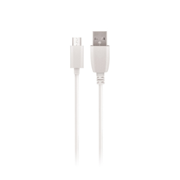 Setty Micro-USB till USB A 2.0 kabel 1 m, Vit in the group SMARTPHONE & TABLETS / Chargers & Cables / Cables / Cables microUSB at TP E-commerce Nordic AB (38-79028)