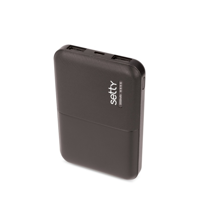 Setty Powerbank 5000 mAh Svart in the group SMARTPHONE & TABLETS / Chargers & Cables / Powerbanks at TP E-commerce Nordic AB (38-79053)