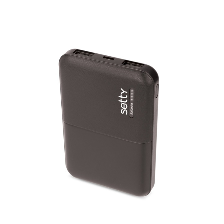 Setty Powerbank 5000 mAh Black in the group SMARTPHONE & TABLETS / Chargers & Cables / Powerbanks at TP E-commerce Nordic AB (38-79053)