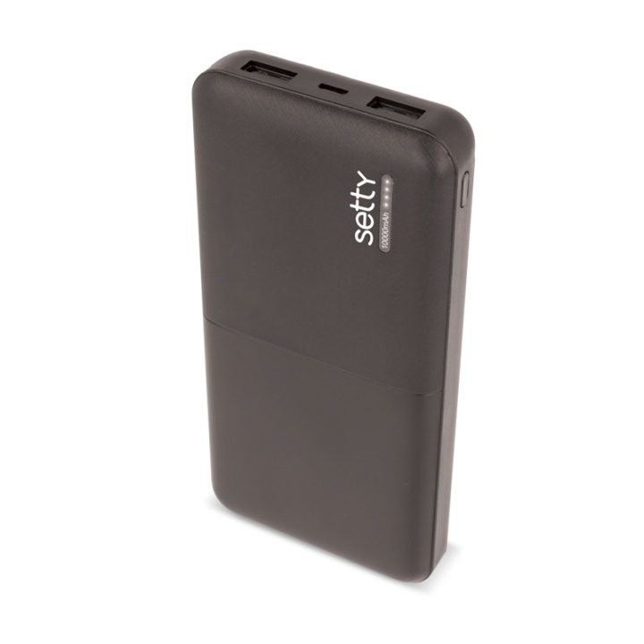 Setty Powerbank 10000 mAh Svart in the group SMARTPHONE & TABLETS / Chargers & Cables / Powerbanks at TP E-commerce Nordic AB (38-79054)