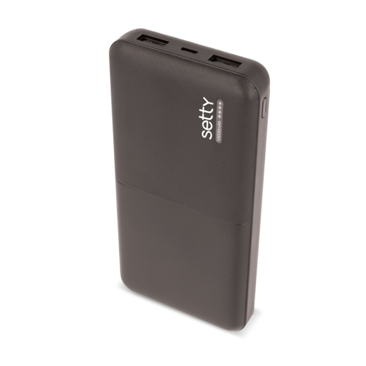 Setty Powerbank 10000 mAh Black in the group SMARTPHONE & TABLETS / Chargers & Cables / Powerbanks at TP E-commerce Nordic AB (38-79054)