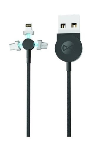 Forever Core 3in1 Magnetic Sync/Charge Cable - USB-C/Lightning/microUSB, 1m in the group SMARTPHONE & TABLETS / Chargers & Cables / Cables / Cables microUSB at TP E-commerce Nordic AB (38-79387)