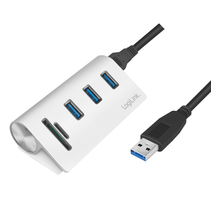 LogiLink USB3.0 3-port hub + minneskort in the group COMPUTERS & PERIPHERALS / Computer accessories / USB-Hubs at TP E-commerce Nordic AB (38-79408)