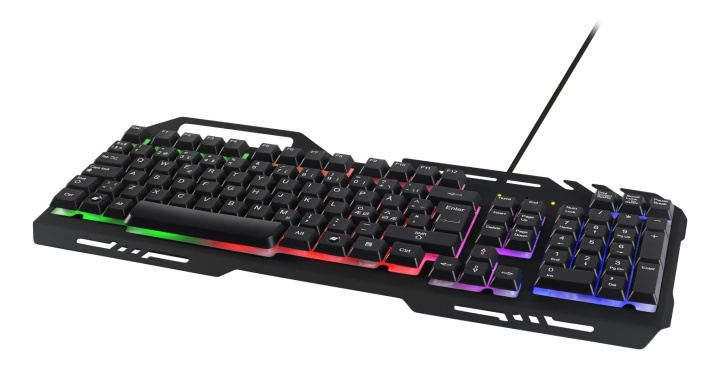 DELTACO GAMING RGB lit keyboard, metal frame, USB, black in the group COMPUTERS & PERIPHERALS / GAMING / Keyboards at TP E-commerce Nordic AB (38-80050)